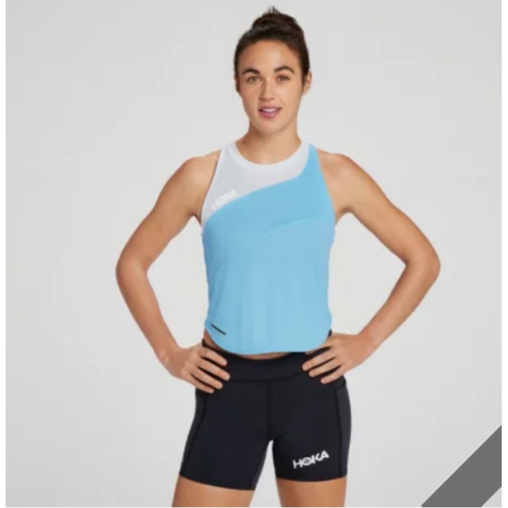 Hoka Womens‎ Glide Tank Top Extra Large Blue Slim Fit Lightweight Running New